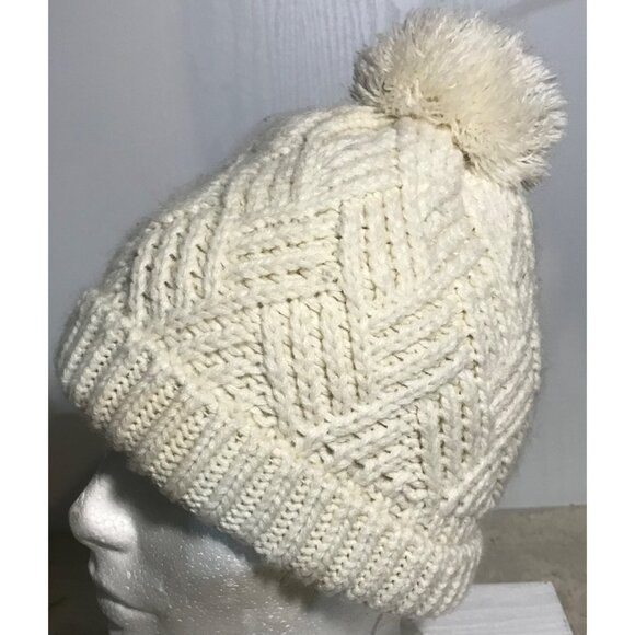 Zara Womens Cream Knit Beanie Hat With Pom Pom - Picture 2 of 5